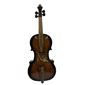 Vintage Rhythm Violin Wall Clock Music Box Plays 30 Songs Battery Operated Decor
